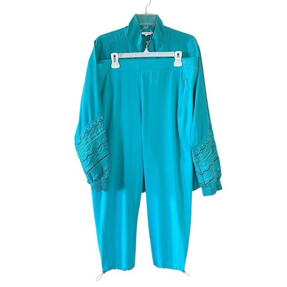 CHICO'S Women's Size XL Teal Zip Jacket Pants Comfort Loungewear Tracksuit Set - Picture 2 of 13